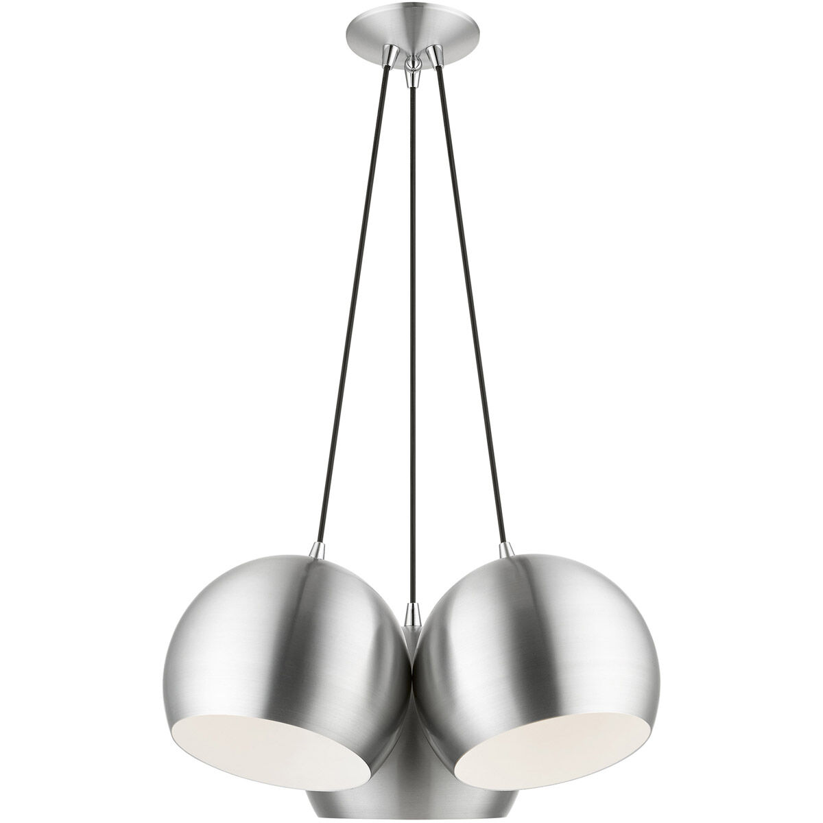 Piedmont 3 Light 22 inch Brushed Aluminum with Polished Chrome Accents Globe Pendant Ceiling Light