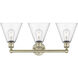 Berkshire 3 Light 26 inch Antique Brass and Clear Bath Vanity Light Wall Light