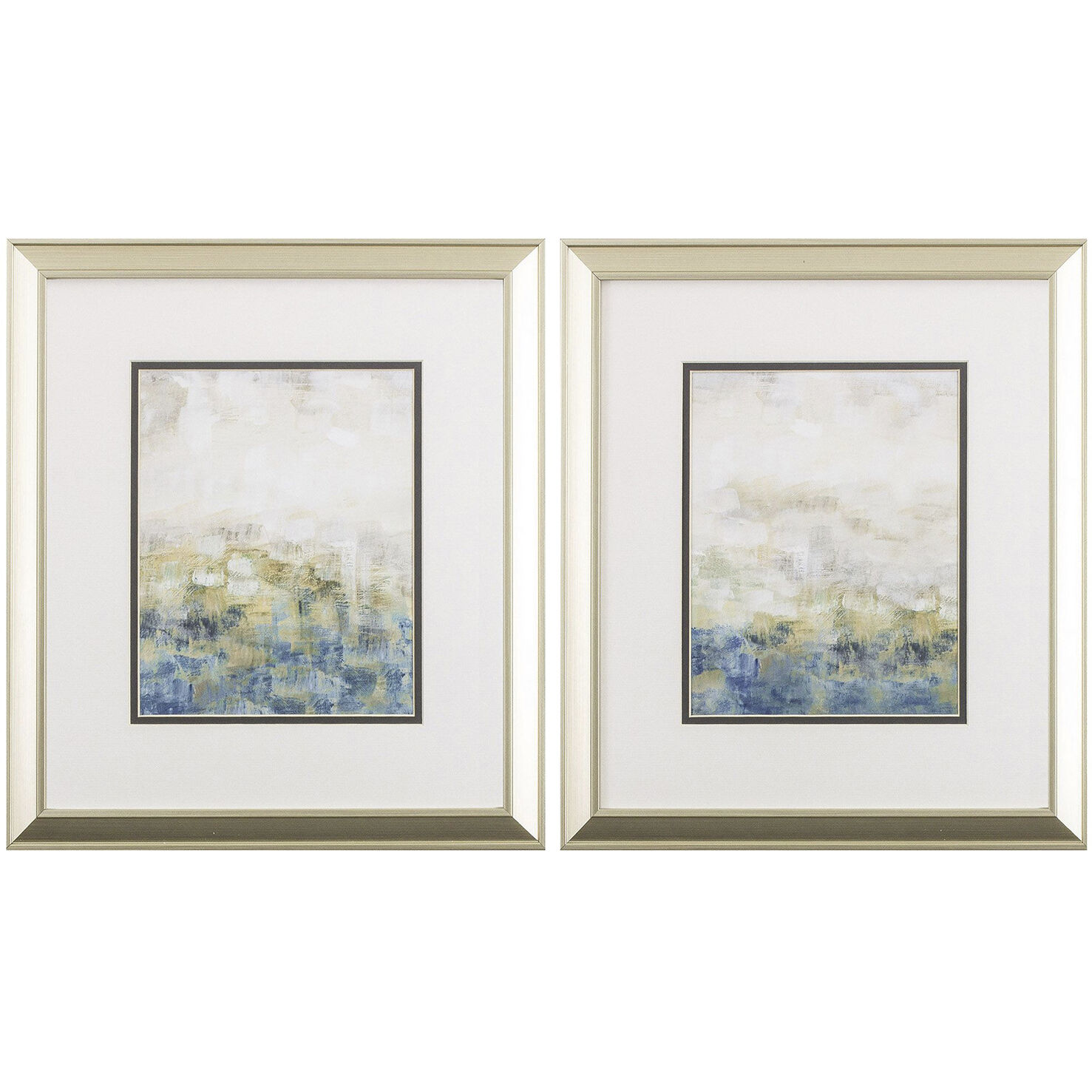 Abstract Blue and Teal and Green and Neutral Framed Art, Propac