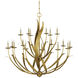 Menefee 18 Light 49.25 inch Antique Gold Leaf Chandelier Ceiling Light, Large