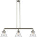 Franklin Restoration Large Cone 3 Light 40 inch Brushed Satin Nickel Island Light Ceiling Light in Seedy Glass, Franklin Restoration