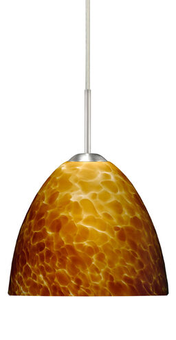 Besa Lighting Sasha II LED Satin Nickel Pendant Ceiling Light in Amber Cloud Glass 1BT-757218-LED-SN - Open Box