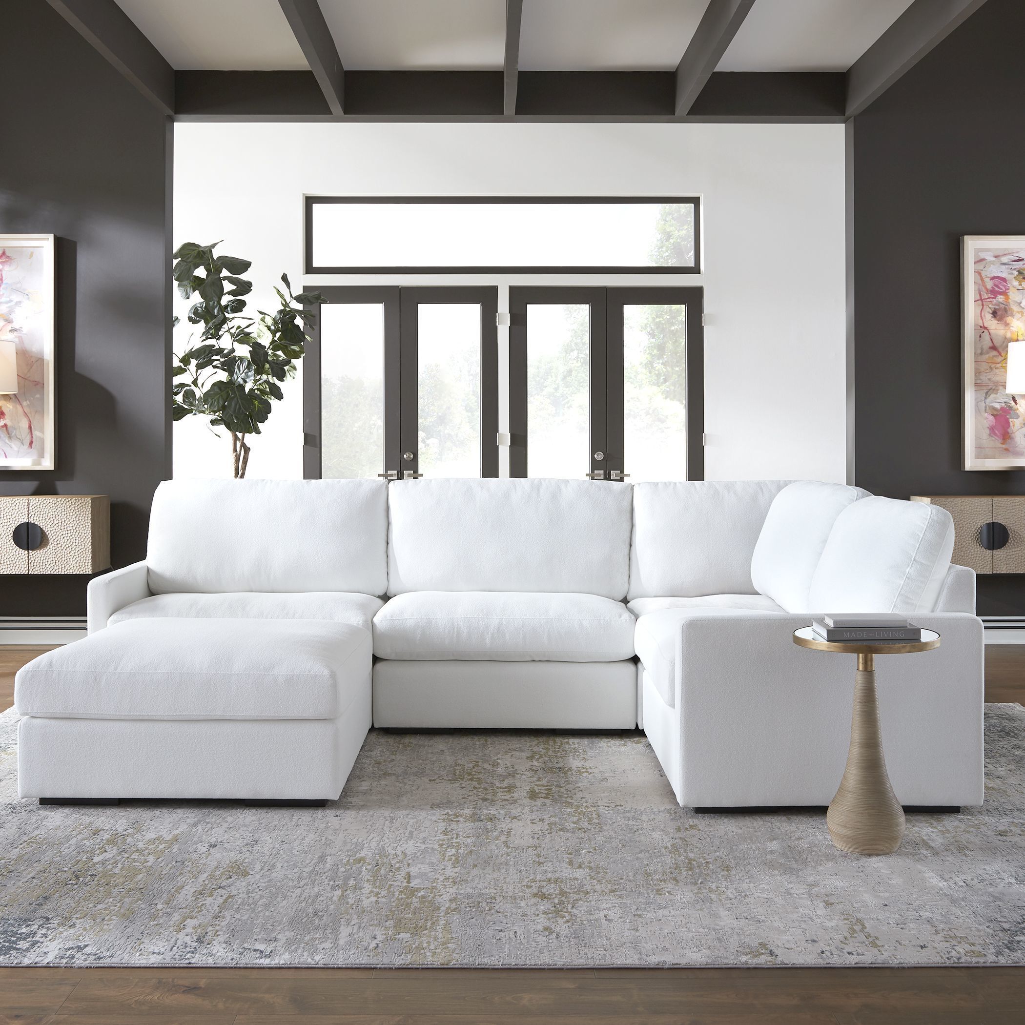 Terra 24 X 16 inch Natural Rattan and Antique Brass Accent Table