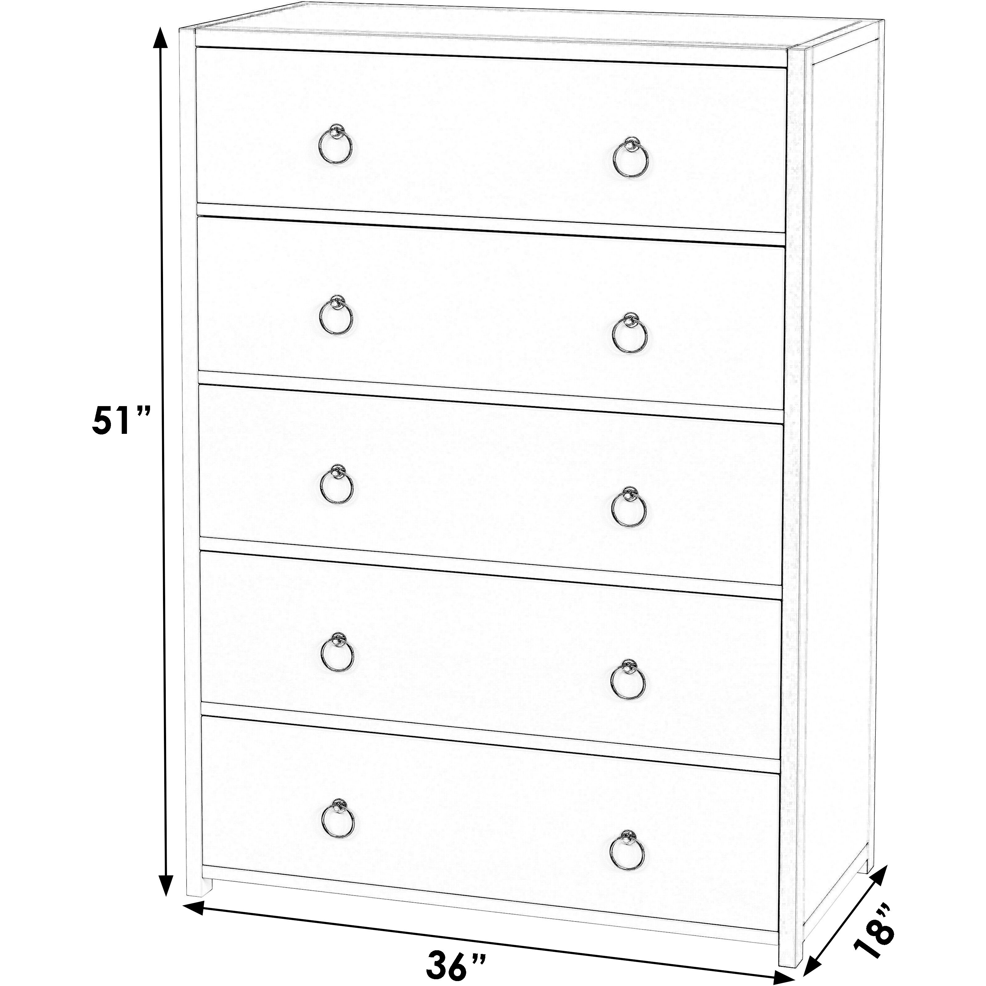 Lark 5 Drawer Dresser in White