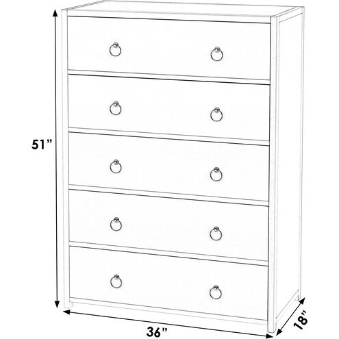 Lark 5 Drawer Dresser in White