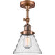Franklin Restoration Large Cone LED 8 inch Antique Copper Sconce Wall Light in Seedy Glass, Franklin Restoration
