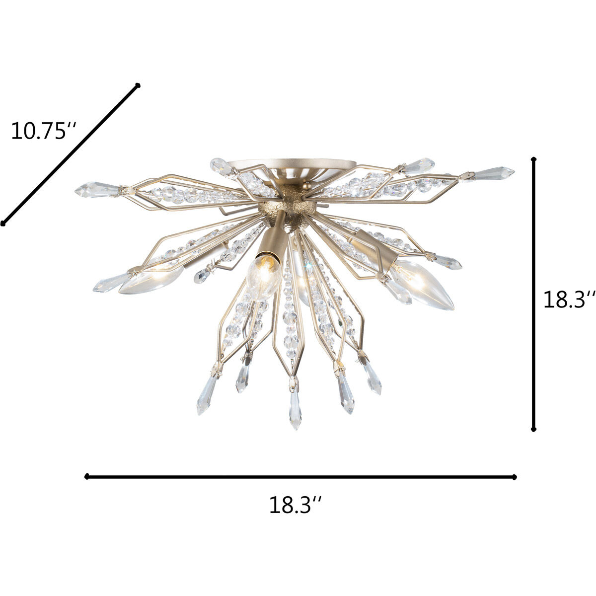 Orbital 4 Light 18.3 inch Gold Dust Semi-Flush Ceiling Light