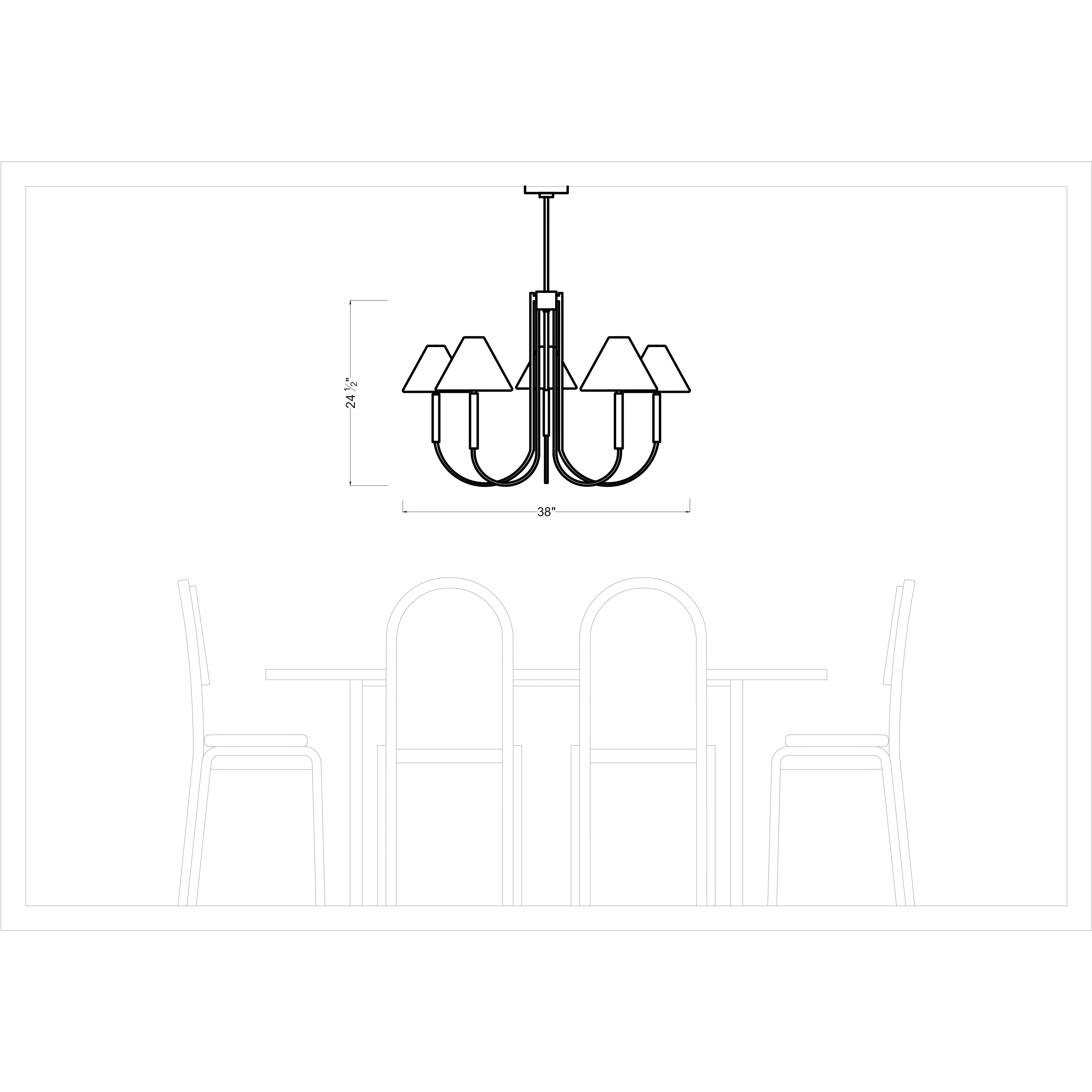 Drew & Jonathan Porteau 6 Light 38 inch Satin Brass Chandelier Ceiling Light