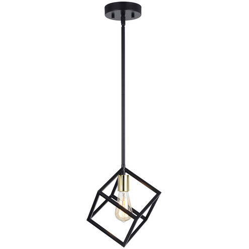 Deering LED 10.25 inch Matte Black and Satin Brass Mini Pendant Ceiling Light