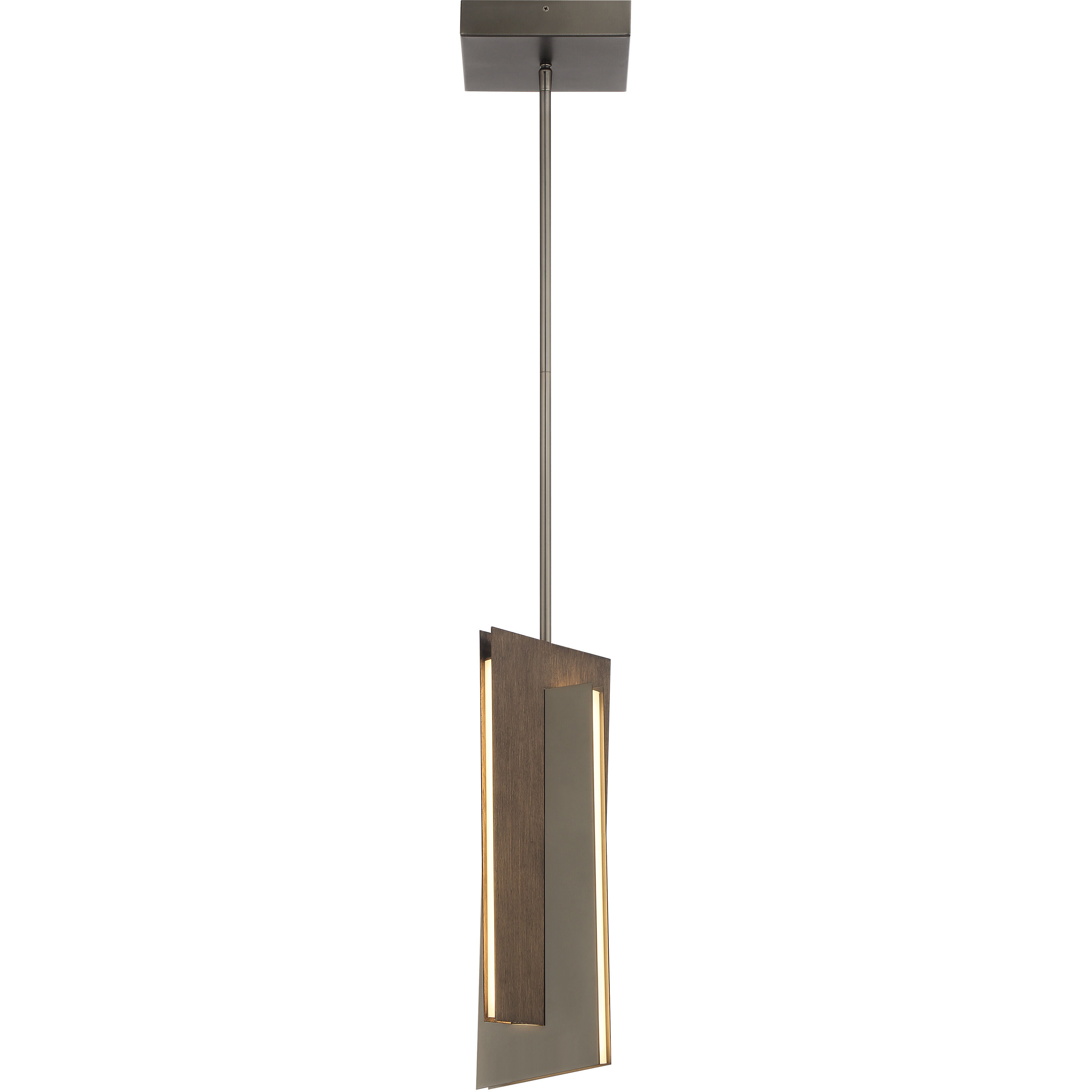 Intersezioni LED 5.5 inch Midnight Iron and Faux Walnut Mini Pendant Ceiling Light