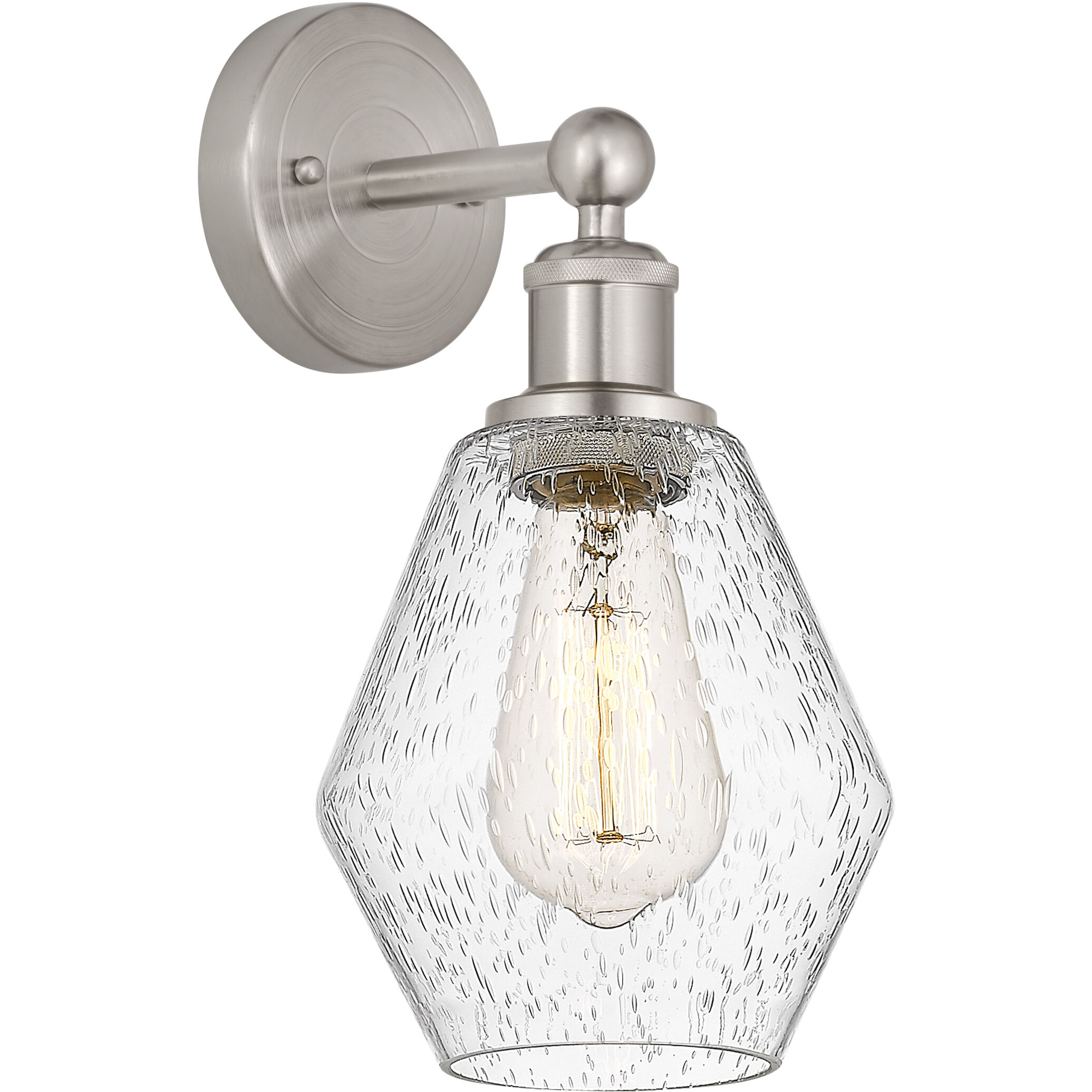 Edison Cindyrella 1 Light 6 inch Brushed Satin Nickel Sconce Wall Light in Seedy Glass