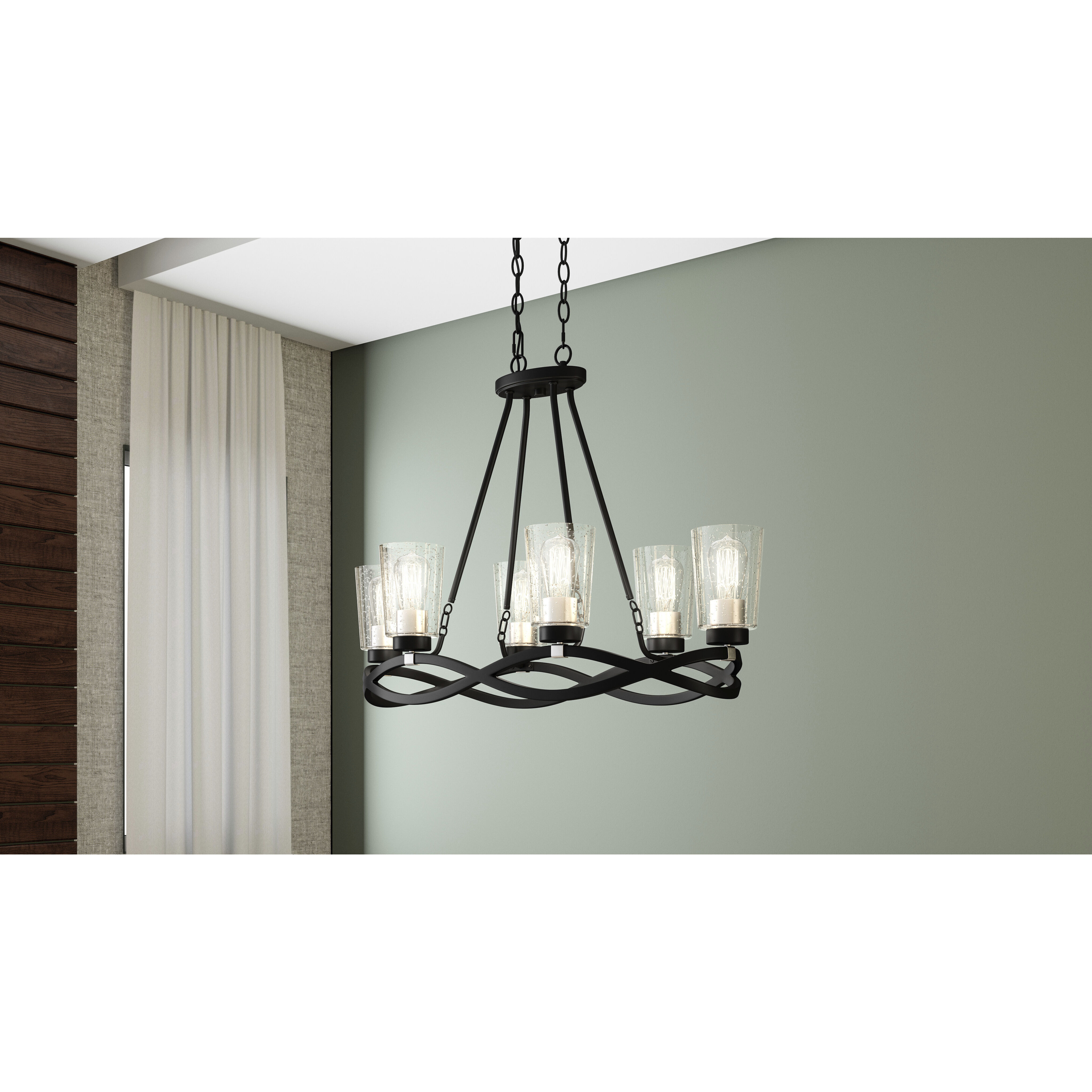 Overlook 6 Light 33 inch Earth Black Island Light Ceiling Light