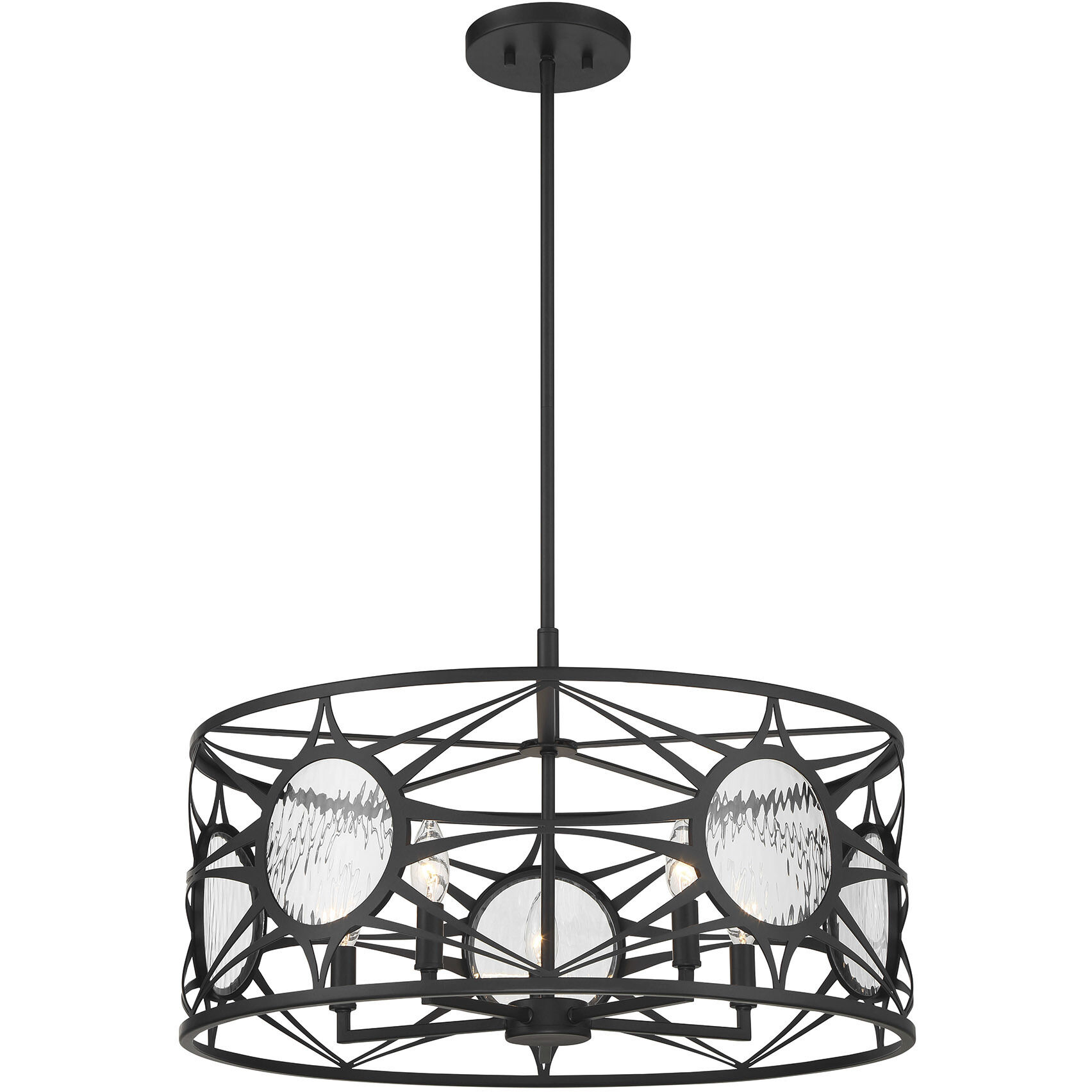 Balfour 5 Light 24 inch Matte Black Convertible Semi-Flush or Pendant Ceiling Light