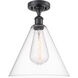 Ballston Cone LED 12 inch Matte Black Semi-Flush Mount Ceiling Light in Clear Glass