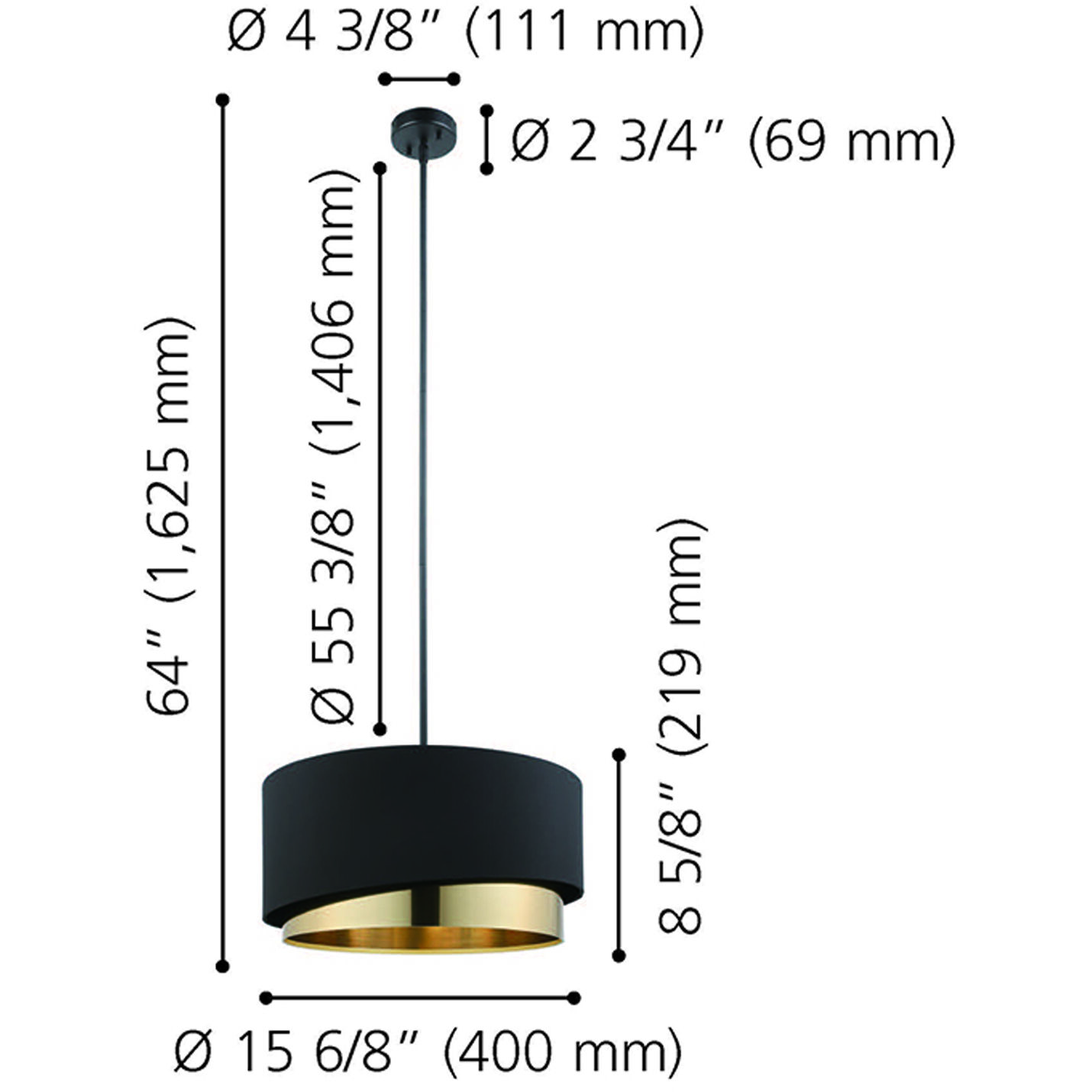 Manderline 1 Light 15.75 inch Black Pendant Ceiling Light