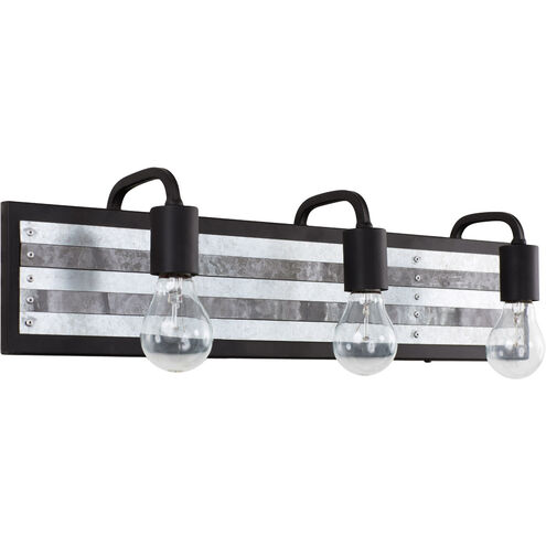 Abbey Rose 3 Light 26 inch Black and Galvanized Bath Vanity Light Wall Light