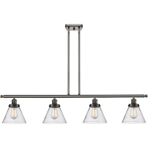 Ballston Large Cone LED 48 inch Oil Rubbed Bronze Island Light Ceiling Light in Seedy Glass, Ballston