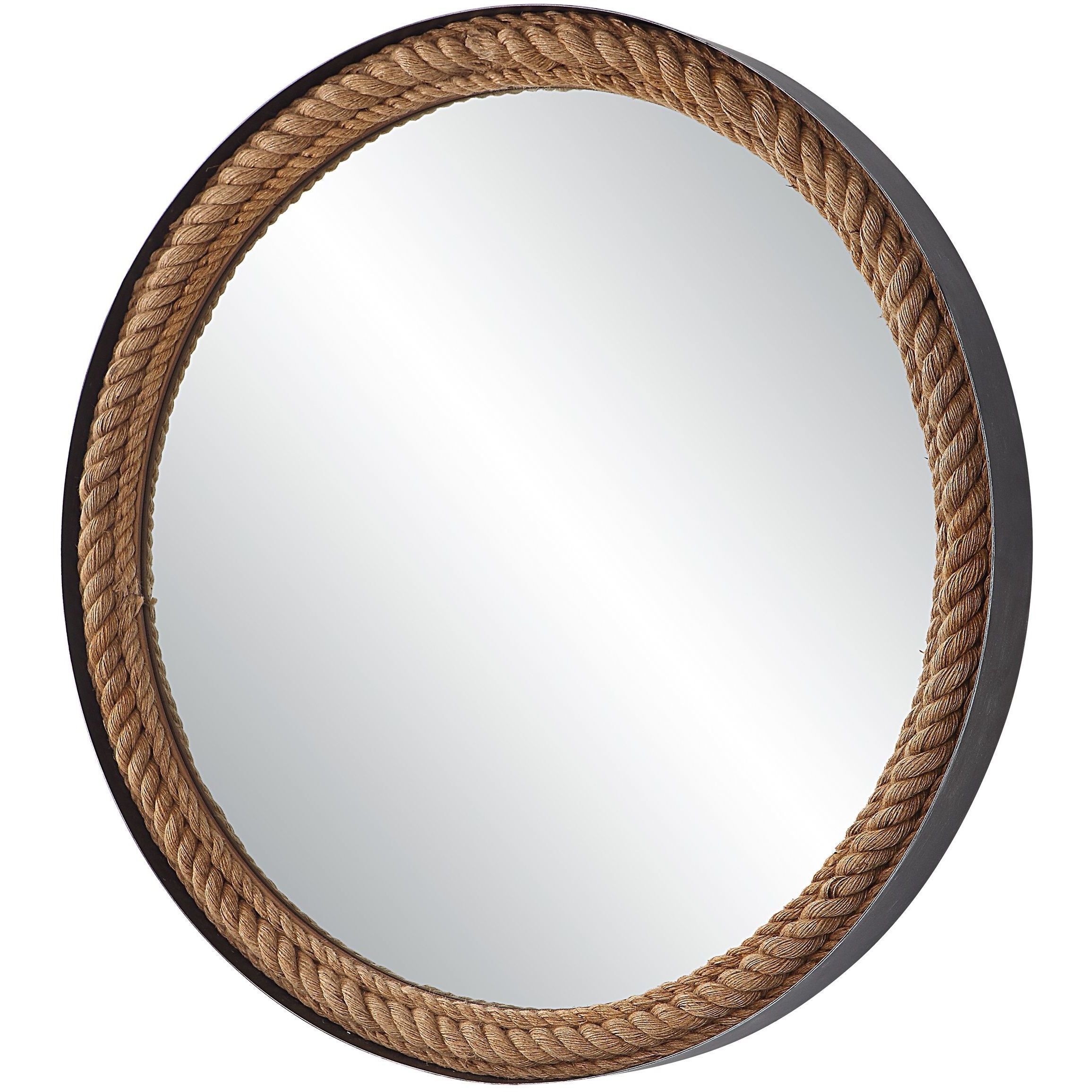Bolton 36 X 36 inch Natural Twisted Rope and Distressed Black Mirror