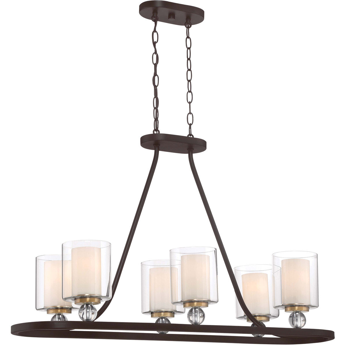 Studio 5 6 Light 38 inch Painted Bronze/Natural Brush Island Light Ceiling Light