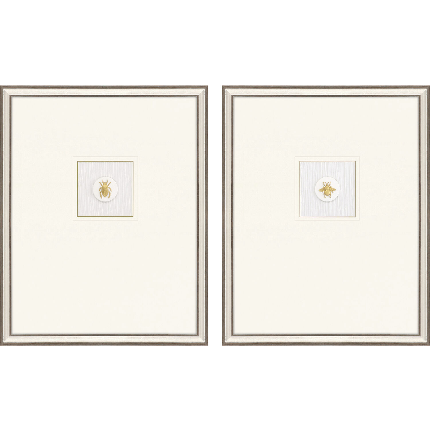Insect Intaglio Metallic and White Framed Art