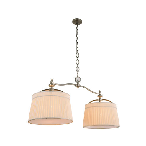 Cara 2 Light 48 inch Vintage Nickel Pendant Ceiling Light, Urban Classic