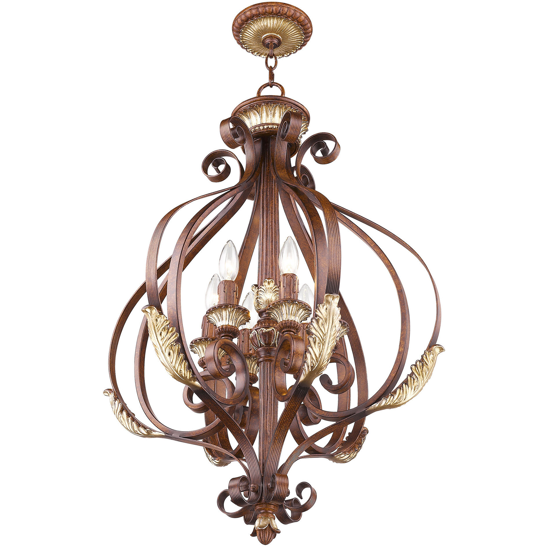 Villa Verona 6 Light 24 inch Verona Bronze with Aged Gold Leaf Accents Foyer Ceiling Light