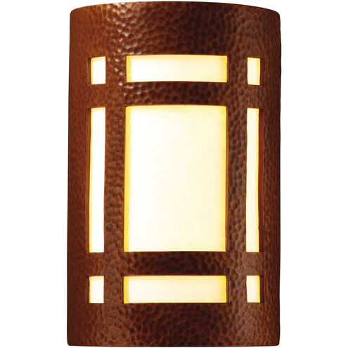 Ambiance LED 6 inch Hammered Pewter Wall Sconce Wall Light in 1000 Lm LED, White Styrene, Small