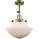 Franklin Restoration Large Oxford 1 Light 12 inch Antique Brass Semi-Flush Mount Ceiling Light, Franklin Restoration