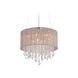 Beverly Dr. LED 32 inch Taupe Silk String Dual Mount / Flush / Hanging Ceiling Light, Convertible to Hanging