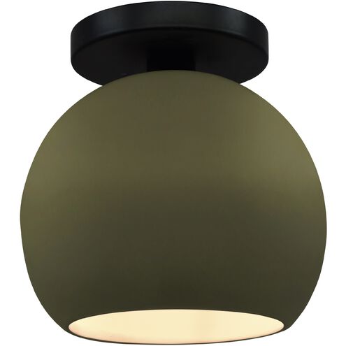 Radiance 1 Light 10 inch Matte Green and Matte Black Semi Flush Ceiling Light