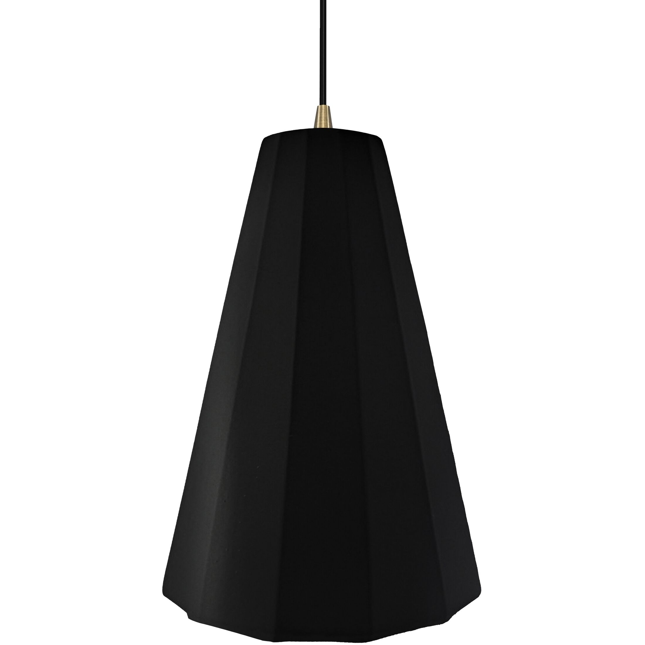 Radiance Collection - Fluted Pendant Ceiling Light in Antique Brass, Black Cord, Replaceable Bulb, Carbon Matte Black, 9W x 13H, Form+Finish+Function