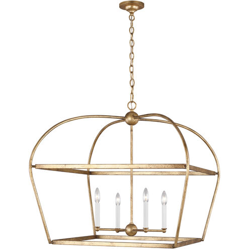 C&M by Chapman & Myers Stonington 4 Light 29.63 inch Antique Gild Hanging Lantern Ceiling Light