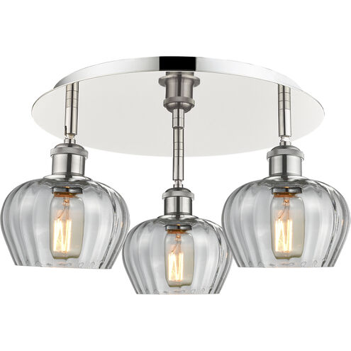 Fenton 3 Light 18.25 inch Polished Nickel Flush Mount Ceiling Light in Clear