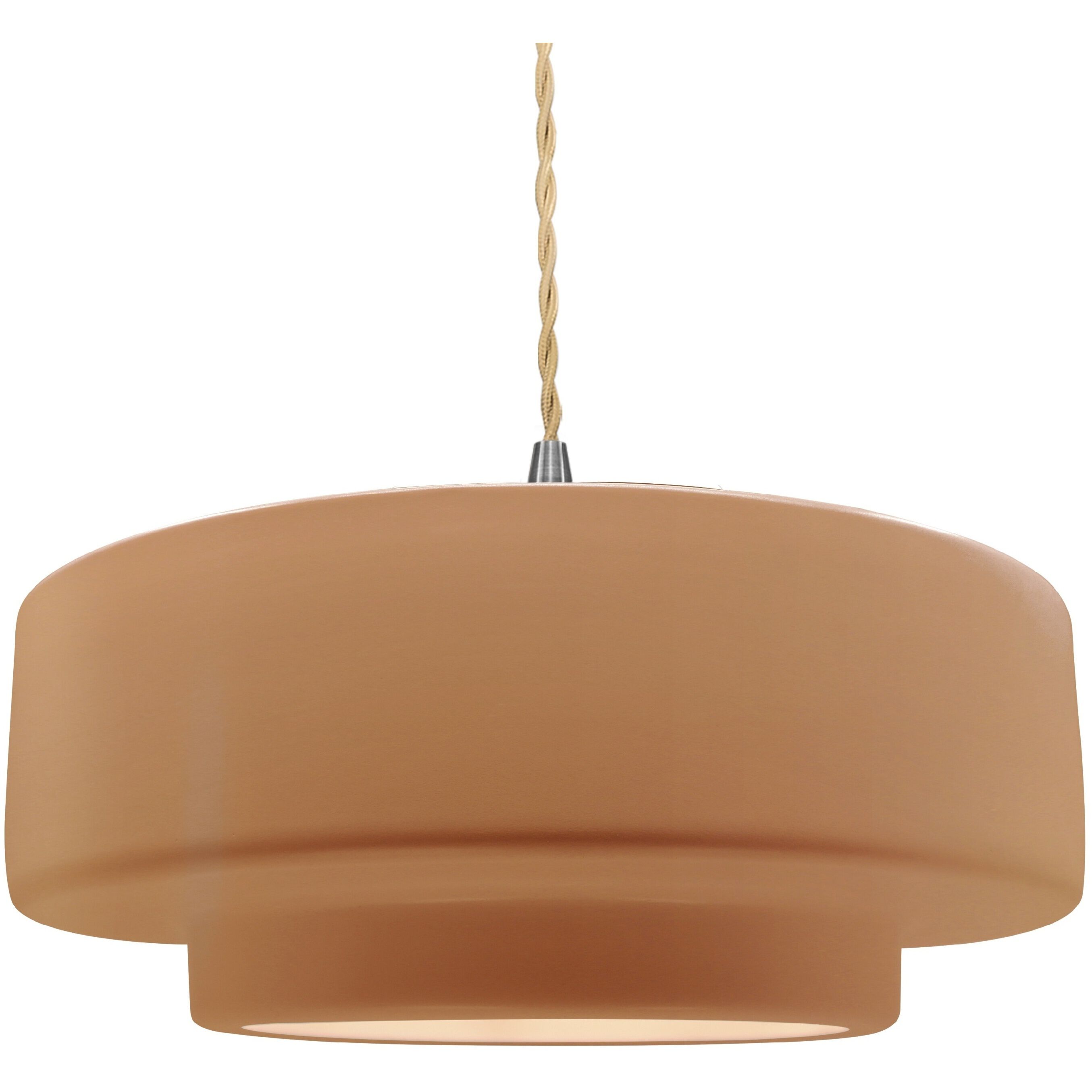 Radiance Collection - Tier Pendant Ceiling Light in Brushed Nickel, Dedicated LED, Beige Twist Cord, Adobe, 16.25W x 6H, Form+Finish+Function