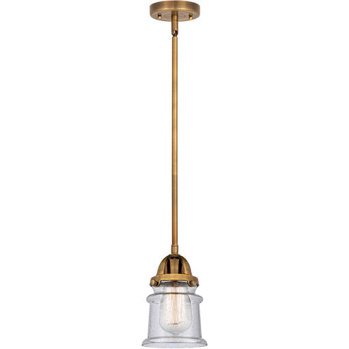 Nouveau 2 Small Canton 1 Light 5 inch Brushed Brass Mini Pendant Ceiling Light in Seedy Glass