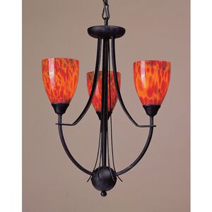 Classico 3 Light 18 inch Dark Rust with Red Chandelier Ceiling Light