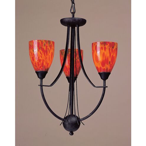 Classico 3 Light 18 inch Dark Rust with Red Chandelier Ceiling Light