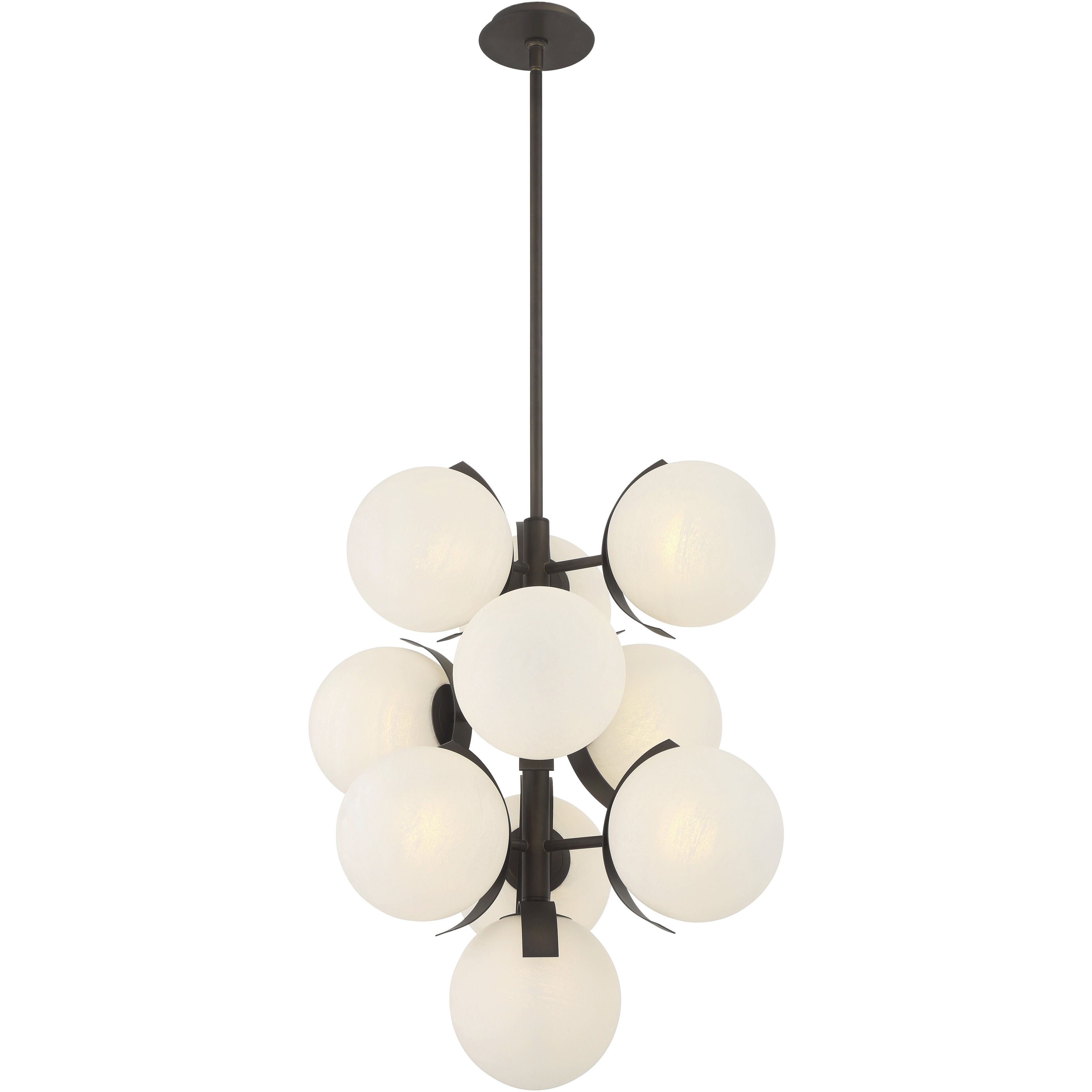 Vino 10 Light 24.75 inch Dark Bronze Pendant Ceiling Light in White Etched Alabaster Glass