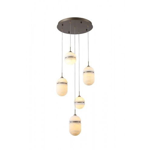 Sedona 5 Light 16 inch Alabster and Aged Brass Multi Port Pendant Ceiling Light