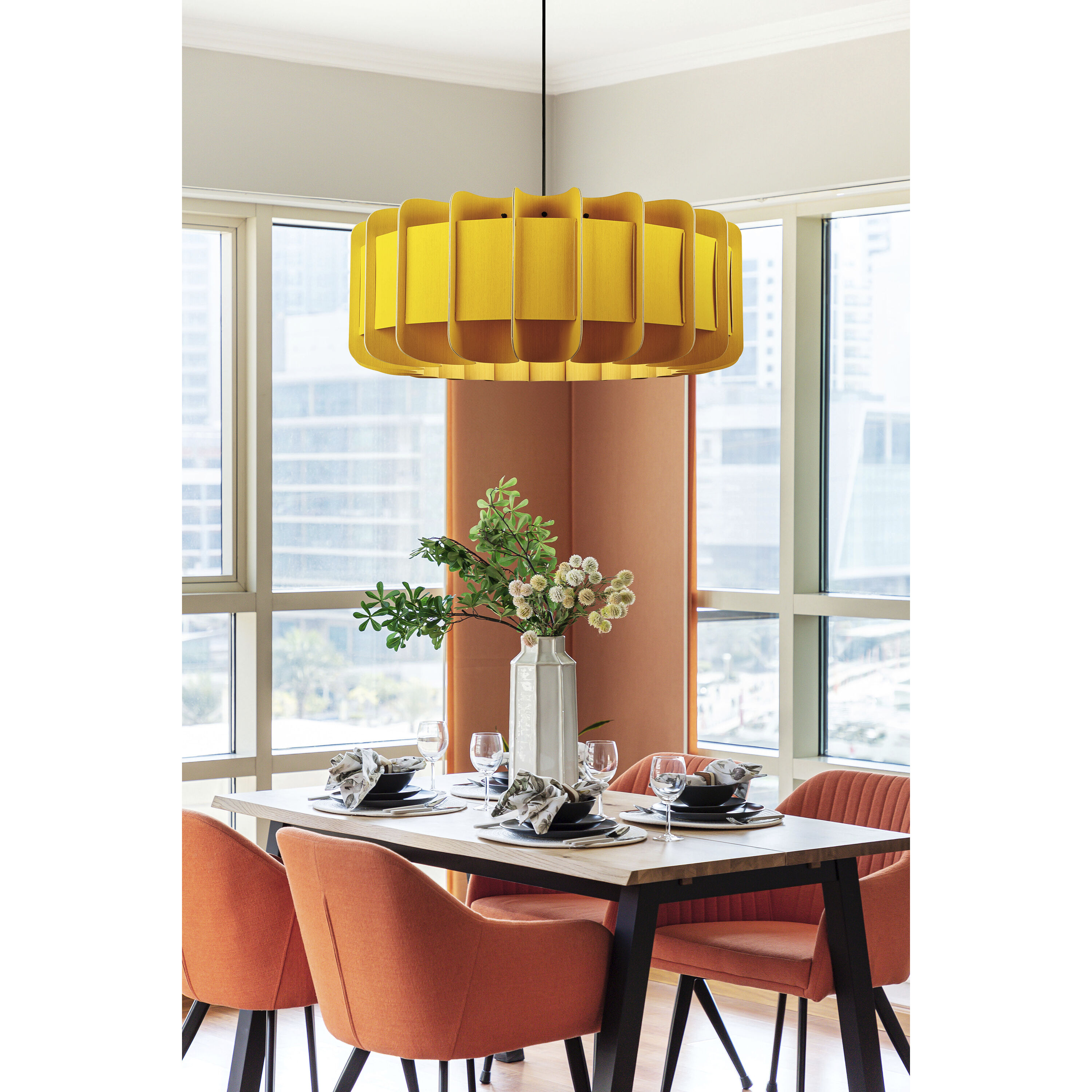 Clarissa 1 Light 29.1 inch Black/Yellow Pendant Ceiling Light in Yellow/Ash, 29 in