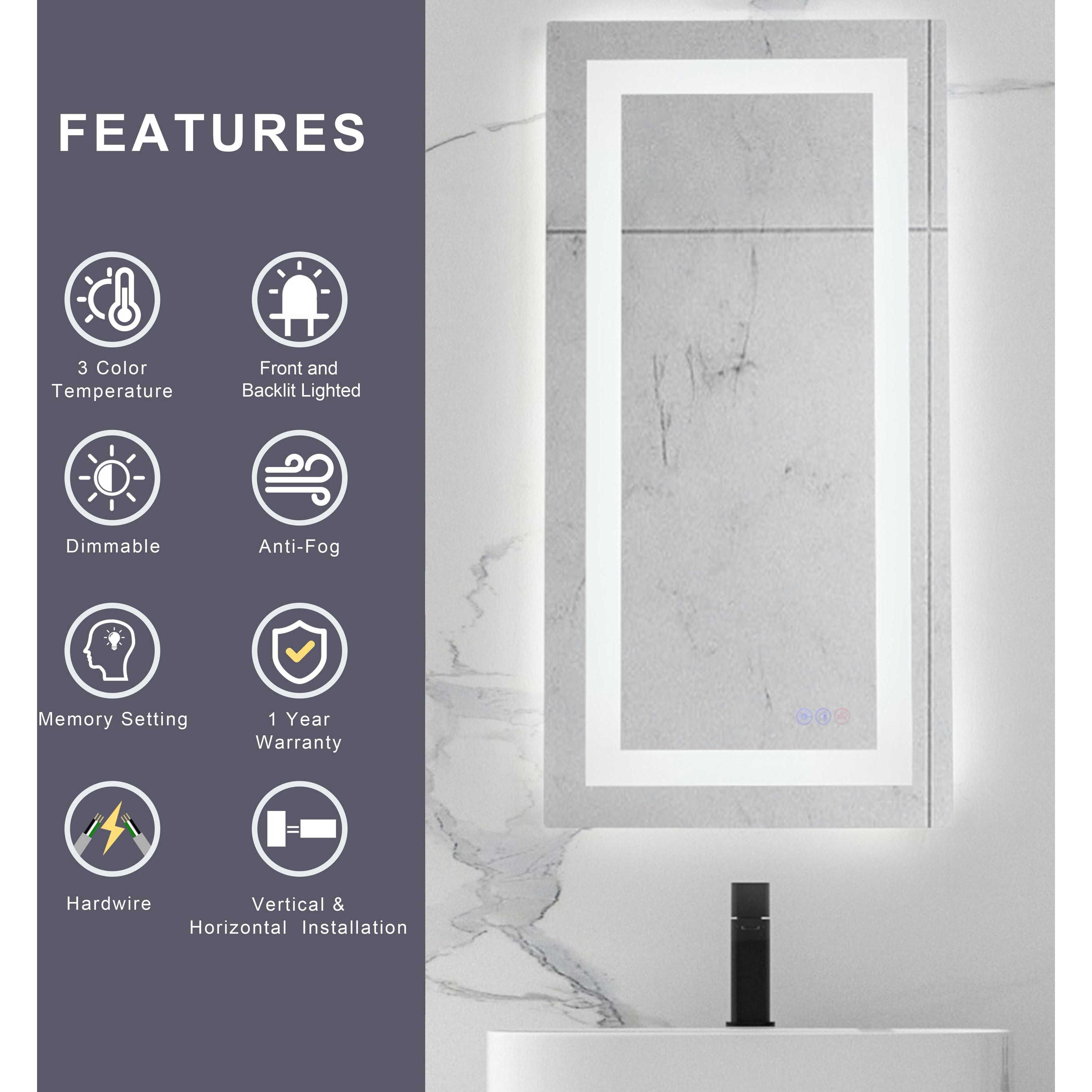 Riven 48 X 30 inch White LED Mirror