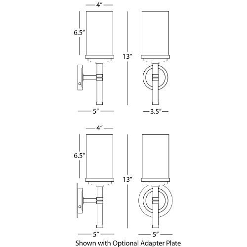 Halo 1 Light 3.94 inch Brushed Chrome Wall Sconce Wall Light