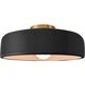 Radiance 1 Light 13 inch Gloss Black and Brushed Brass Semi Flush Ceiling Light