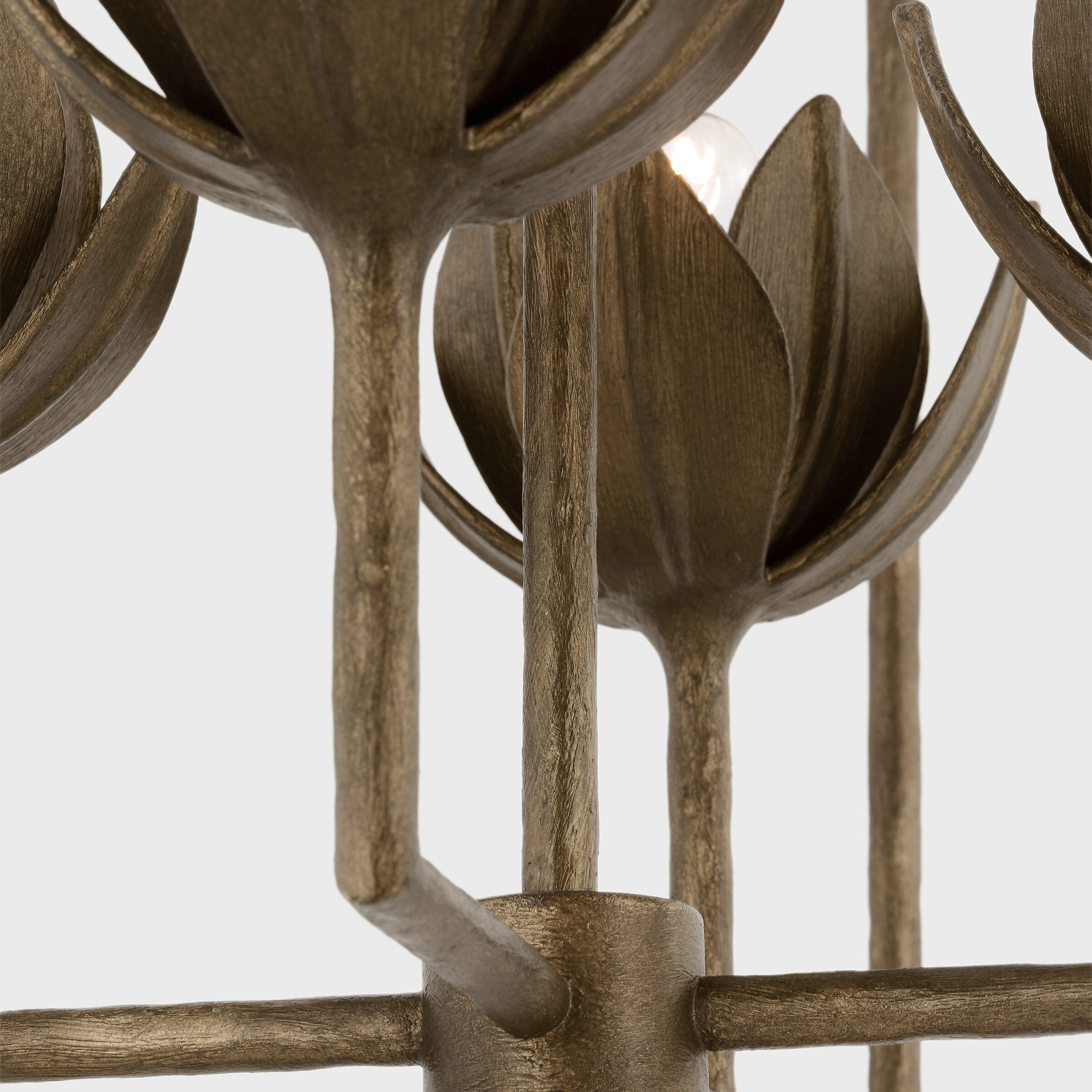 Julie Neill Alberto LED 18 inch Antique Bronze Leaf Open Cage Lantern Ceiling Light, Medium