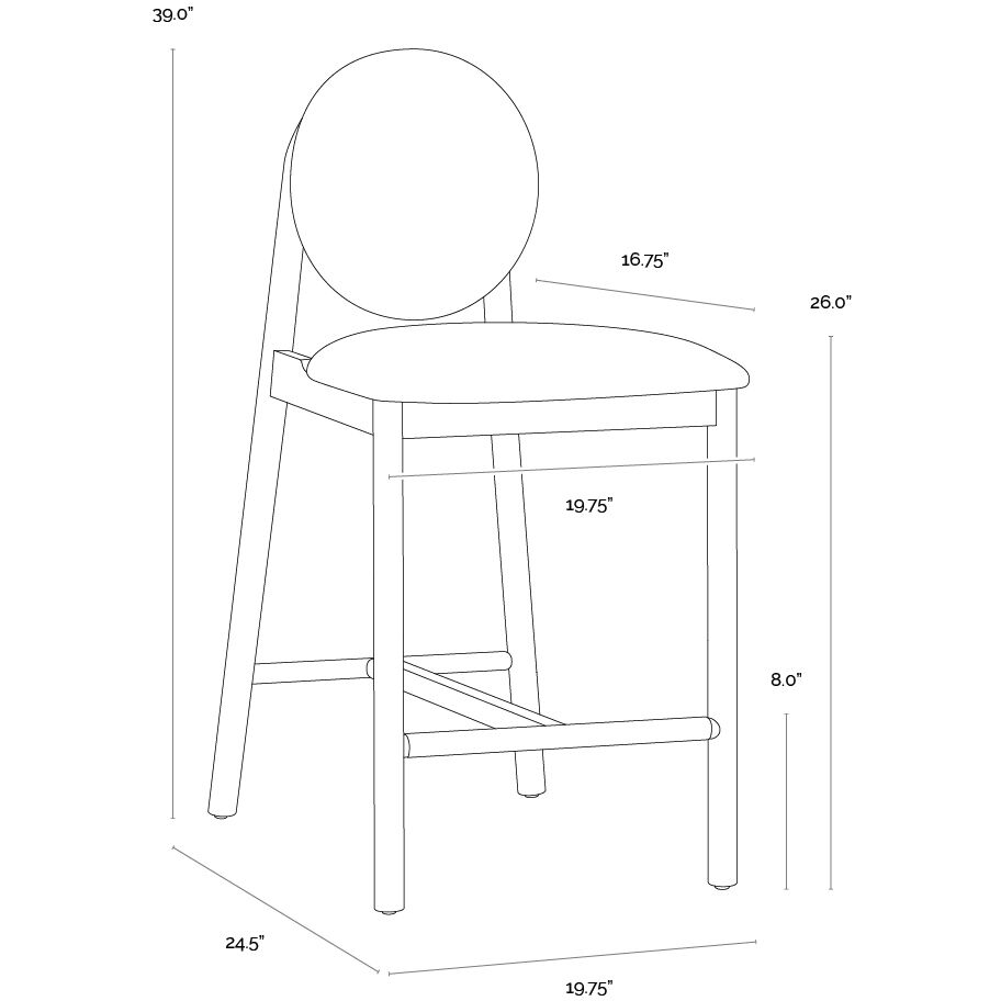 Orabell 39 inch Bravo Black / Abbington Black Counter Stool