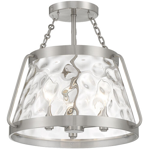 Crawford 3 Light 15 inch Satin Nickel Semi-Flush Ceiling Light