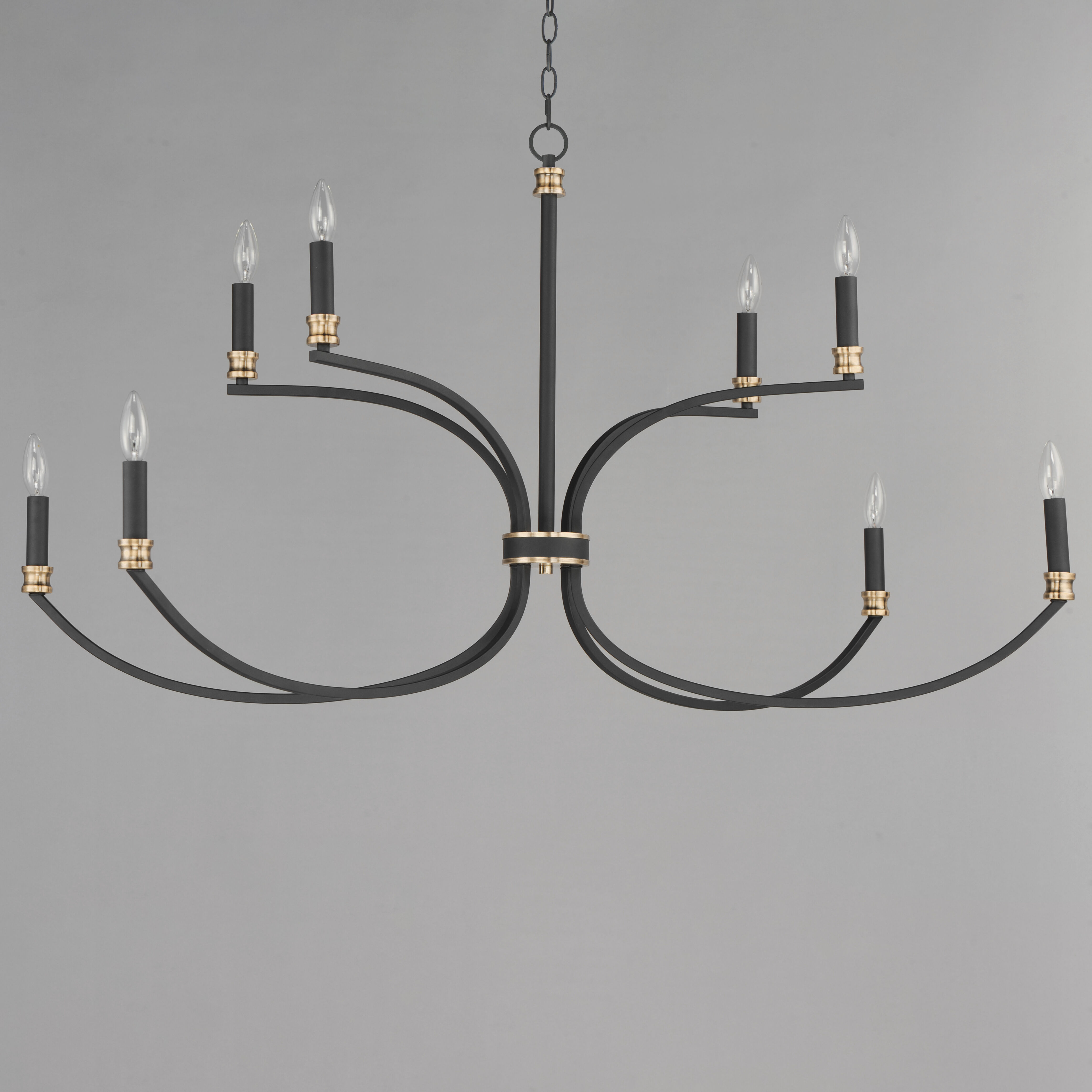 Charlton 8 Light 48 inch Black/Antique Brass Multi-Tier Chandelier Ceiling Light