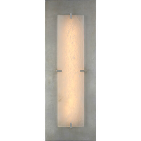 AERIN Dominica LED 10 inch Burnished Silver Leaf and Alabaster Rectangle Sconce Wall Light, Large