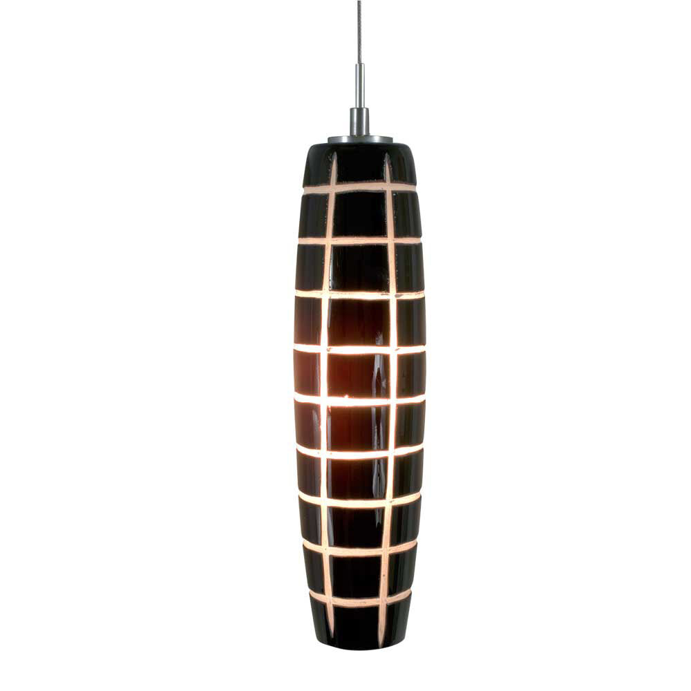 Envisage VI 1 Light 3 inch Satin Nickel Mini Pendant Ceiling Light in Black/White Grooves