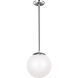 Leo - Hanging Globe LED 10 inch Satin Aluminum Pendant Ceiling Light